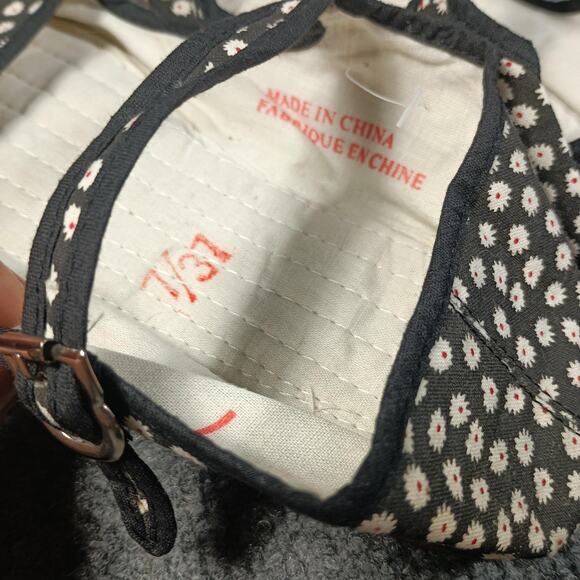 Hao Yu Mary Jane Shoes Womens Size 7 Black White Floral Daisy Print Strap China - Picture 7 of 9